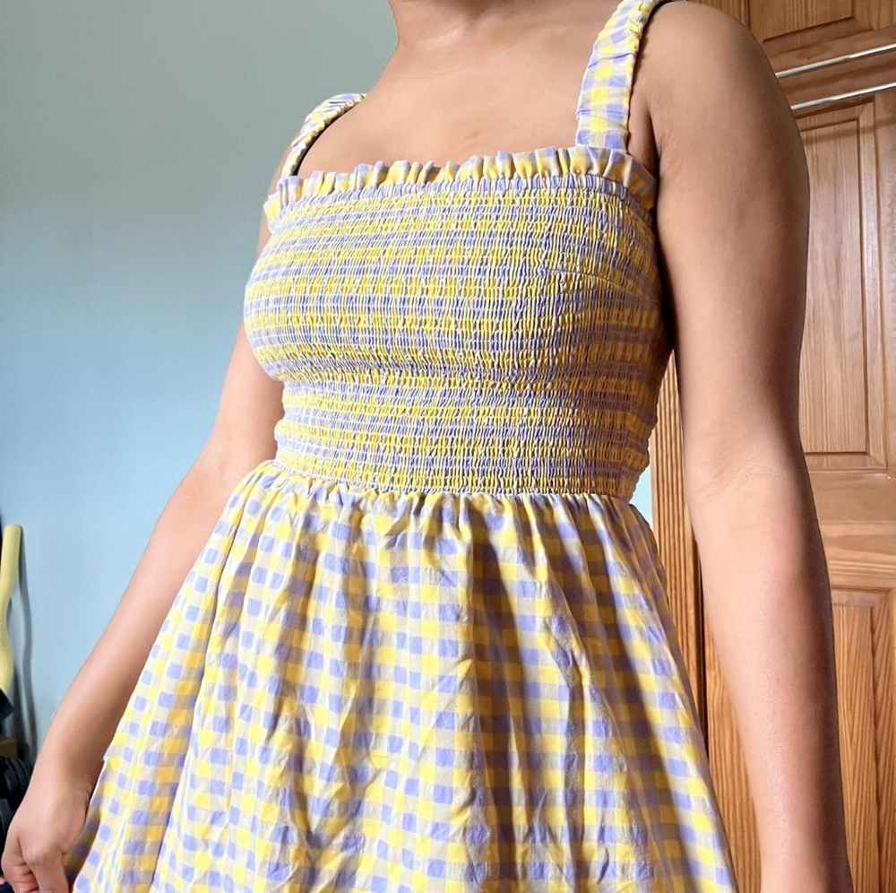 Find Me Now purple and yellow gingham maxi dress